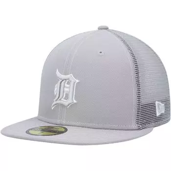 Мужская серая кепка New Era Detroit Tigers 2023 для тренировки мяча на поле 59FIFTY