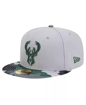 Мужская серая кепка с козырьком Milwaukee Bucks Active Color Camo 59fifty New Era, серый