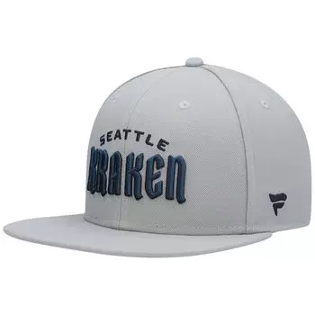 Мужская серая кепка с логотипом Fanatics Seattle Kraken Wordmark Snapback