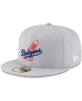 Мужская серая кепка с логотипом Los Angeles Dodgers Cooperstown Collection 59Fifty New Era