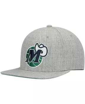 Мужская серая кепка Snapback Dallas Mavericks Hardwood Classics Team 2.0 с меланжевым отливом Mitchell & Ness