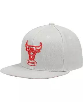 Мужская серая кепка Snapback в тон из твердой древесины Chicago Bulls Classics Mitchell & Ness
