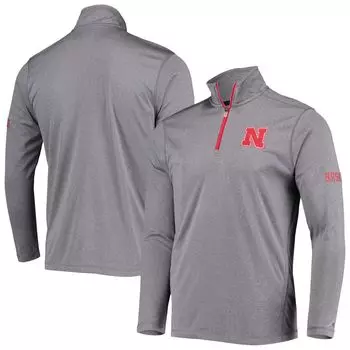 Мужская серая куртка с молнией без четверти Nebraska Huskers Victory Champion