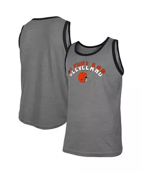 Мужская серая майка cleveland browns ringer tri-blend с меланжевым покрытием New Era, мульти