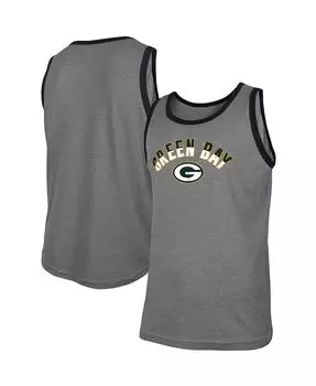Мужская серая майка green bay packers ringer tri-blend с меланжевым покрытием New Era, мульти