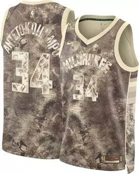 Мужская серая майка Nike Milwaukee Bucks Giannis Antetokounmpo #34 Dri-FIT Swingman