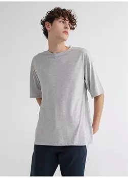 Мужская серая меланжевая футболка с круглым вырезом с принтом E-BACKS Aeropostale, серый