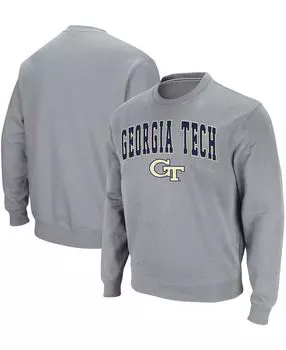 Мужская серая меланжевая куртка georgia tech yellow jackets arch & logo tackle twill pullover sweatshirt Colosseum, мульти