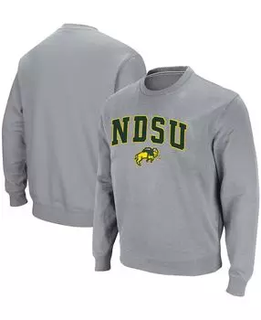 Мужская серая меланжевая толстовка ndsu bison arch logo tackle twill pullover sweatshirt Colosseum, мульти