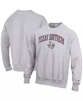 Мужская серая меланжевая толстовка texas southern tigers arch over logo с обратным переплетением Champion, мульти