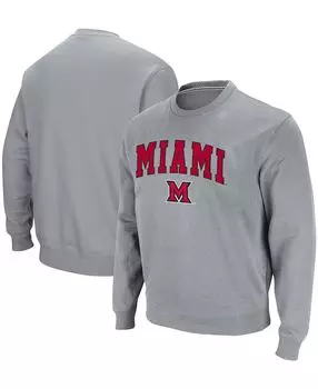 Мужская серая меланжевая толстовка университета майами redhawks arch &amp; logo tackle twill pullover sweatshirt Colosseum, мульти