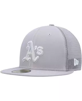 Мужская серая облегающая кепка Oakland Athletics 2023 для тренировки мяча на поле 59FIFTY New Era