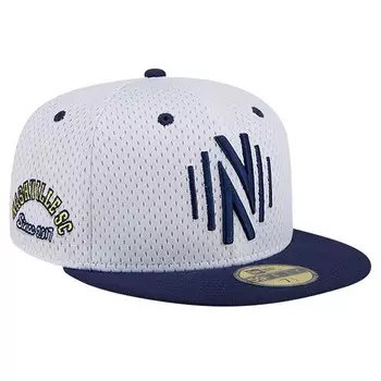 Мужская серая облегающая шляпа New Era Nashville SC Throwback Mesh 59FIFTY, цвет Mls White