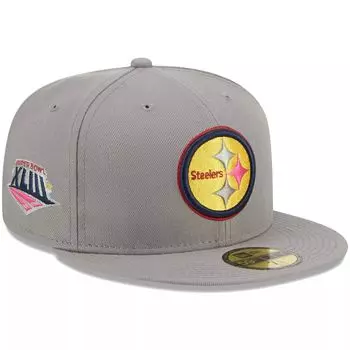 Мужская серая облегающая шляпа New Era Pittsburgh Steelers Color Pack 59FIFTY