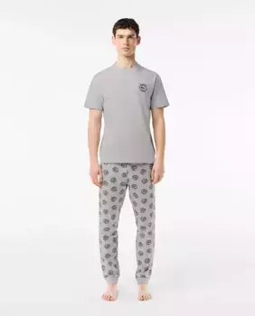 Мужская серая пижама эластичной вязки Lacoste, светло-серый
