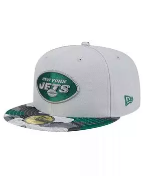 Мужская серая приталенная кепка New York Jets Active Camo 59FIFTY New Era, серый