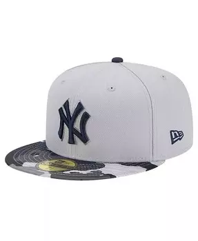 Мужская серая приталенная кепка New York Yankees Active Team Camo 59FIFTY New Era, серый