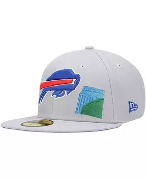 Мужская серая приталенная шляпа Buffalo Bills City Describe 59FIFTY New Era