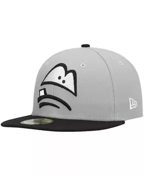 Мужская серая приталенная шляпа Lansing Lugnuts Authentic Collection Road 59FIFTY New Era, серый