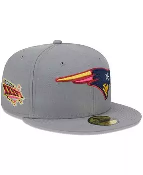 Мужская серая приталенная шляпа New England Patriots Color Pack 59FIFTY New Era, серый