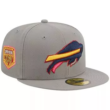 Мужская серая приталенная шляпа New Era Buffalo Bills Color Pack 59FIFTY
