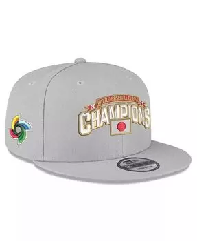 Мужская серая регулируемая бейсболка Japan Baseball 2023 World Baseball Classic Champions 9FIFTY Snapback New Era, серый