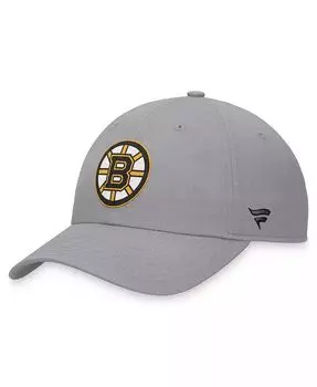 Мужская серая регулируемая кепка Boston Bruins Extra Time Fanatics, серый