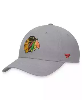 Мужская серая регулируемая кепка Chicago Blackhawks Extra Time Fanatics, серый
