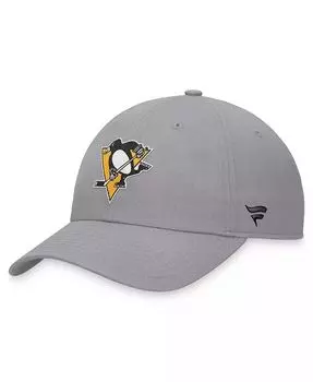 Мужская серая регулируемая кепка Pittsburgh Penguins Extra Time Fanatics, серый