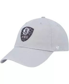 Мужская серая регулируемая шапка в честь 10-летия Brooklyn Nets '47 Brand