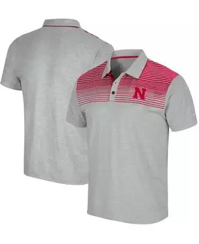 Мужская серая рубашка поло nebraska huskers needles Colosseum, серый