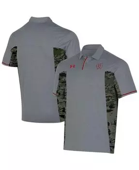Мужская серая рубашка-поло wisconsin badgers freedom Under Armour, серый