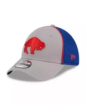 Мужская серая шляпа Buffalo Bills Throwback Pipe 39THIRTY Flex Hat New Era, серый
