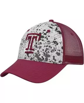 Мужская серая шляпа вишневого цвета Temple Owls Love Fern Trucker Snapback Colosseum, серый