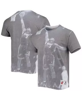 Мужская серая сублимированная футболка Dwyane Wade Miami Heat Over The Rim Mitchell & Ness, серый