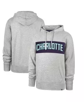 Мужская серая толстовка с капюшоном charlotte hornets 2021/22 city edition wordmark chest pass '47 Brand, серый