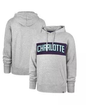 Мужская серая толстовка с капюшоном charlotte hornets 2021/22 city edition wordmark chest pass '47 Brand, серый