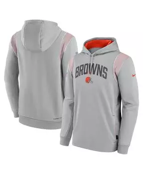 Мужская серая толстовка с капюшоном cleveland browns sideline athletic stack performance Nike, серый