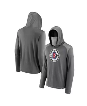 Мужская серая толстовка с капюшоном la clippers rally on, закрывающая лицо Fanatics, серый