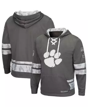 Мужская серая толстовка с капюшоном на шнуровке clemson tigers oht в стиле милитари Colosseum, серый