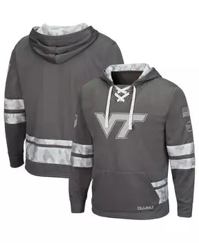 Мужская серая толстовка с капюшоном на шнуровке virginia tech hokies oht в стиле милитари Colosseum, серый