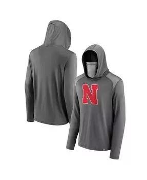 Мужская серая толстовка с капюшоном nebraska huskers rally on transitional pullover с лицевым покрытием Fanatics, серый