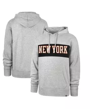 Мужская серая толстовка с капюшоном new york knicks 2021/22 city edition wordmark chest pass '47 Brand, серый
