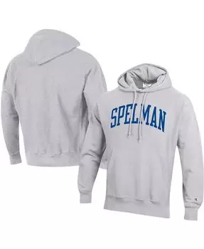 Мужская серая толстовка с капюшоном spelman college jaguars tall arch pullover Champion, серый