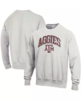 Мужская серая толстовка с капюшоном texas a m aggies arch over logo с обратным переплетением Champion, серый