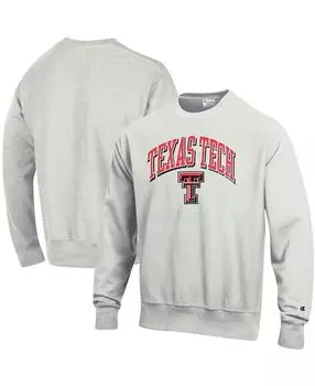 Мужская серая толстовка с капюшоном texas tech red raiders arch over logo reverse weave pullover Champion, серый
