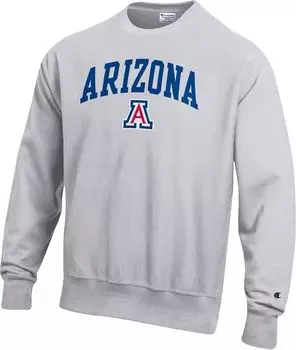 Мужская серая толстовка с круглым вырезом обратного переплетения Champion Arizona Wildcats