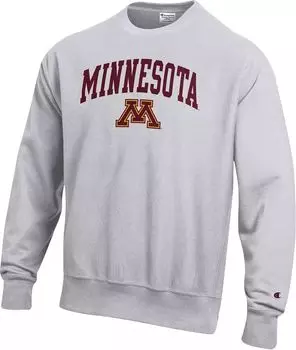 Мужская серая толстовка с круглым вырезом обратного переплетения Champion Minnesota Golden Gophers