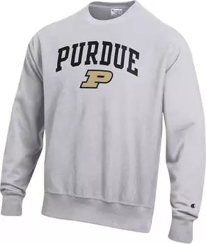Мужская серая толстовка с круглым вырезом обратного переплетения Champion Purdue Boilermakers