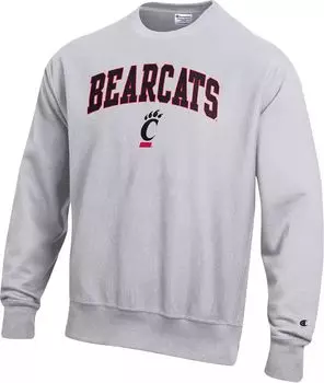Мужская серая толстовка с круглым вырезом обратного плетения Champion Cincinnati Bearcats